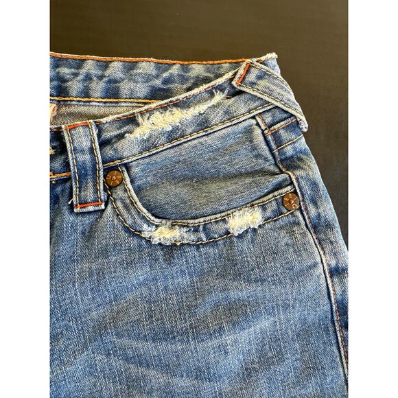True Religion Lady Godiva Embroidered Bobby Flare Jeans Size 27 2000s Y2K Denim - Picture 7 of 14